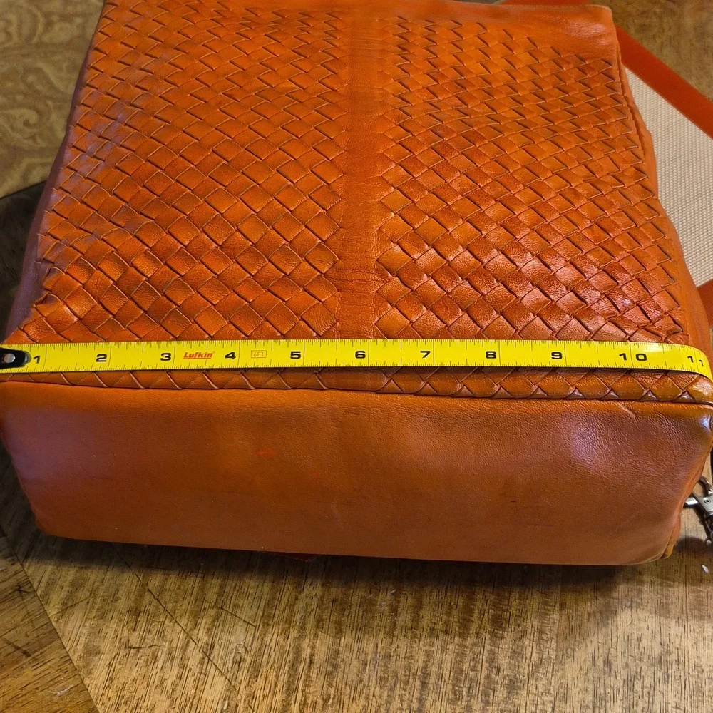 Bottega Veneta Persimmon Intrecciato Woven Leather Tote With Blue Suede Interior - Picture 12 of 14